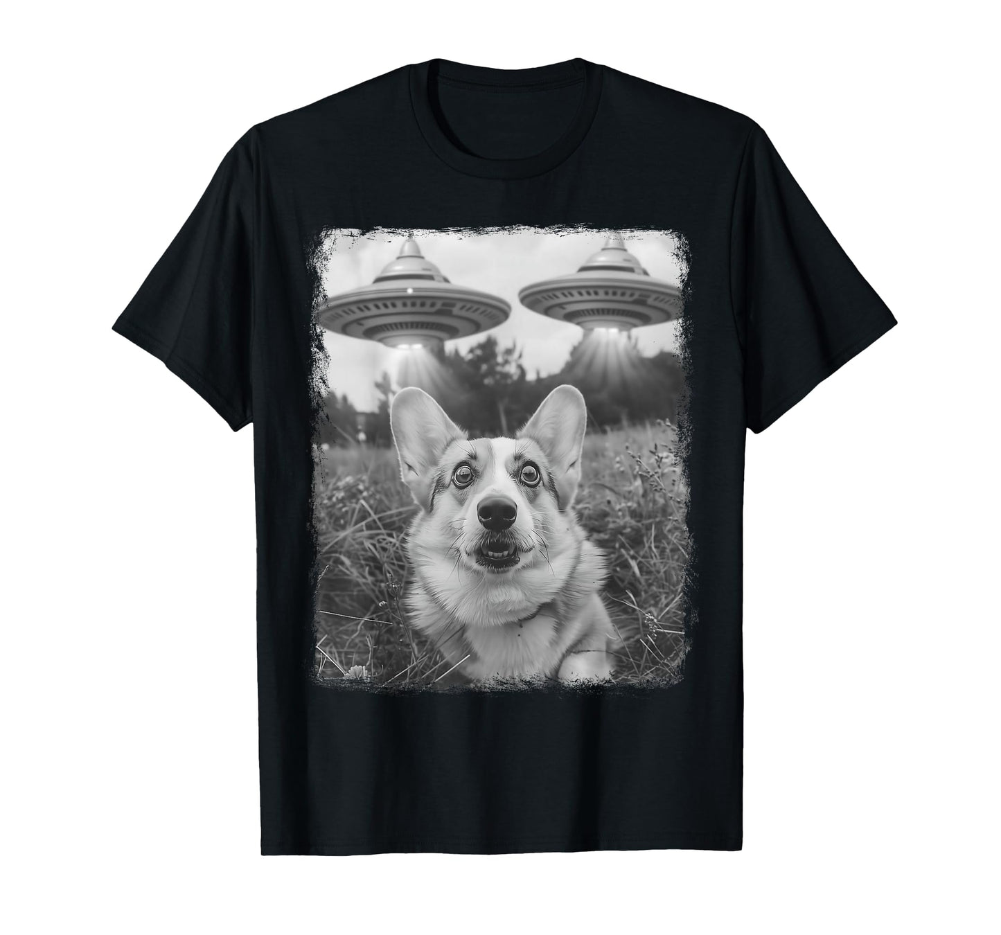 Corgi Dog UFO Alien Extraterrestrial Selfie T-Shirt
