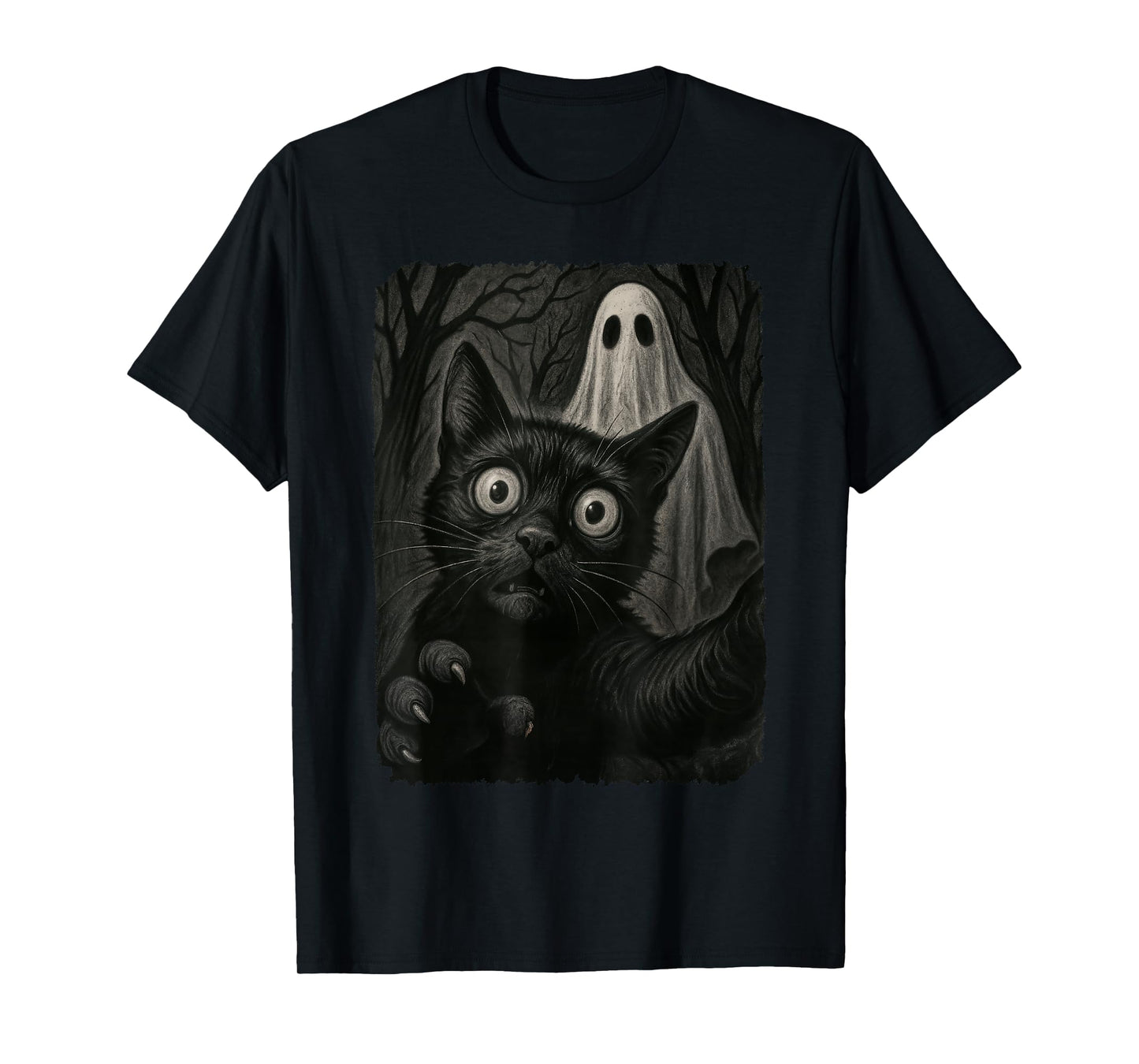 Funny Halloween Cat Selfie with Spooky Cat Ghost Lovers T-Shirt