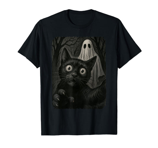Funny Halloween Cat Selfie with Spooky Cat Ghost Lovers T-Shirt