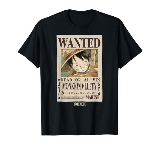 One Piece Anime Monkey D. Luffy Wanted Poster T-Shirt