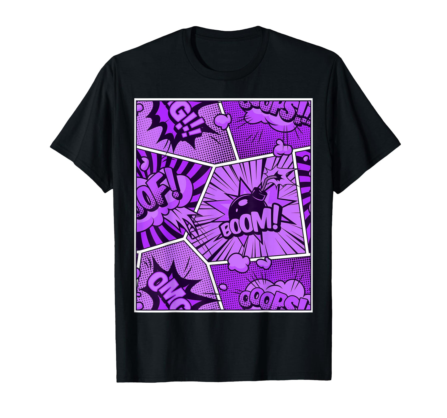 Purple Comic Book Purple Color Graphic T-Shirt