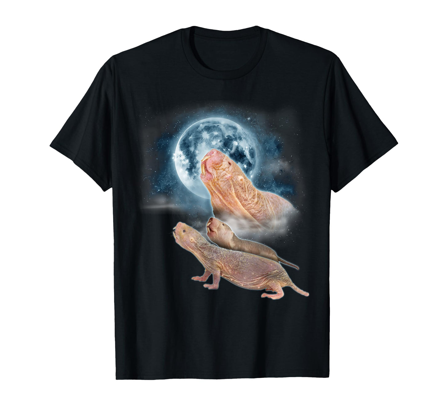 Mole Rat Shirt Howling at the Moon - Funny Naked Mole Rat T-Shirt