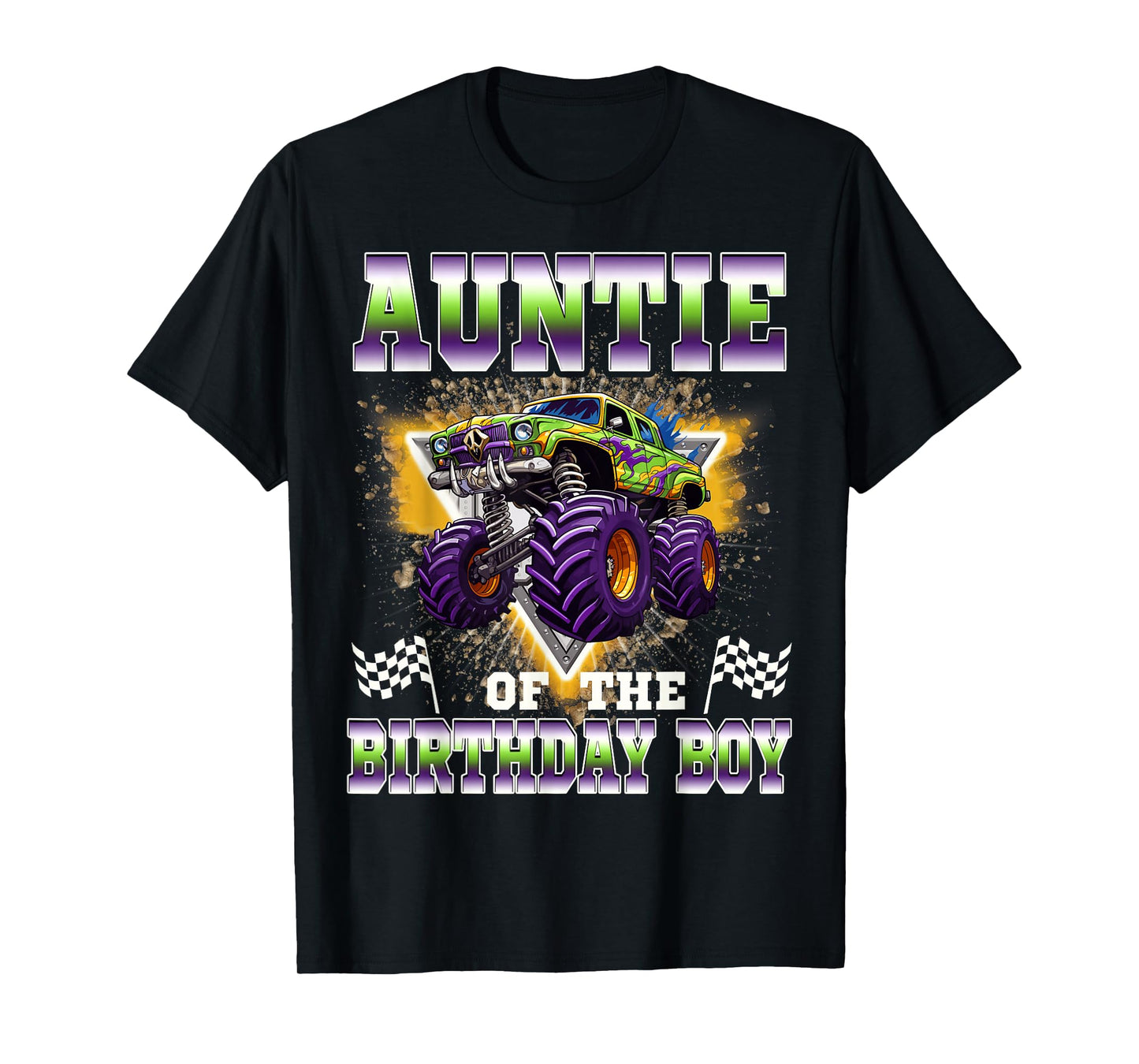 Auntie of The Birthday Boy Monster Truck Birthday Family T-Shirt