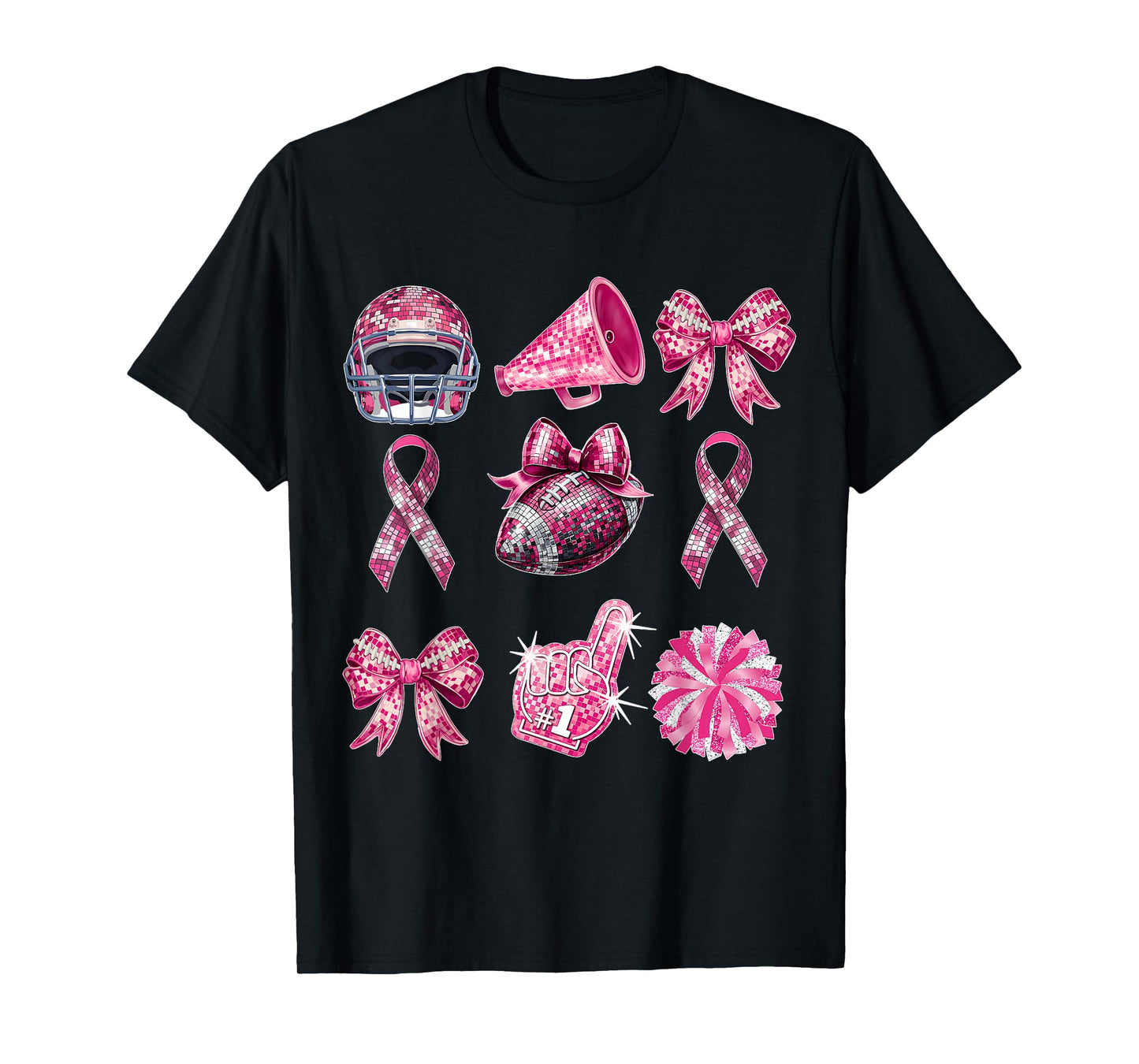 Coquette Bow Cheer Football Pink Out Breast Cancer Awareness T-Shirt