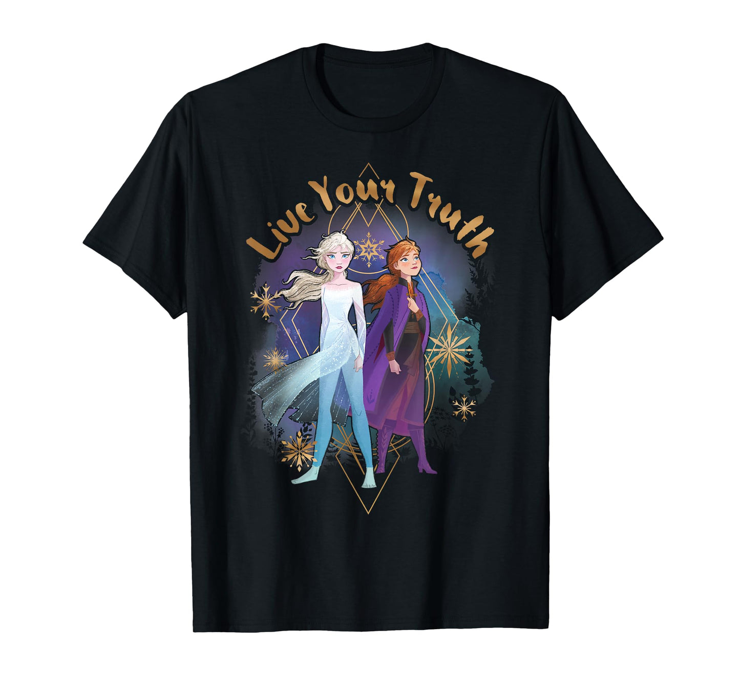 Disney Frozen 2 Elsa Anna Live Your Truth Geometric Portrait T-Shirt