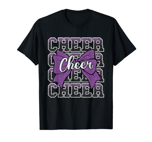 Coquette Cheer Bow Sport Cheerleader Cheerleading Purple T-Shirt