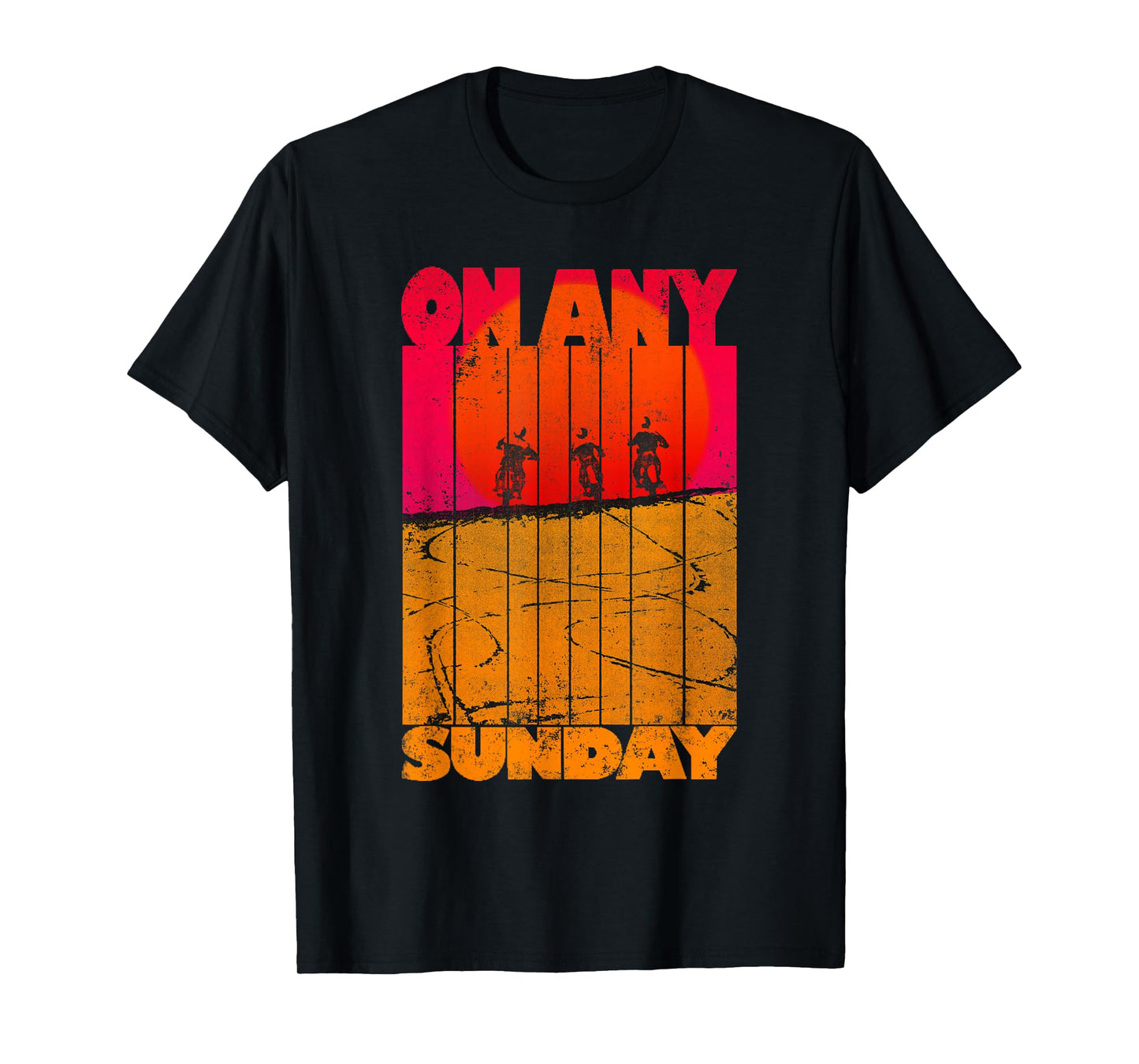 Endless Summer Vintage On Any Sunday T-Shirt - Men's Black Small Classic Fit Short Sleeve Crew Neck T-Shirt