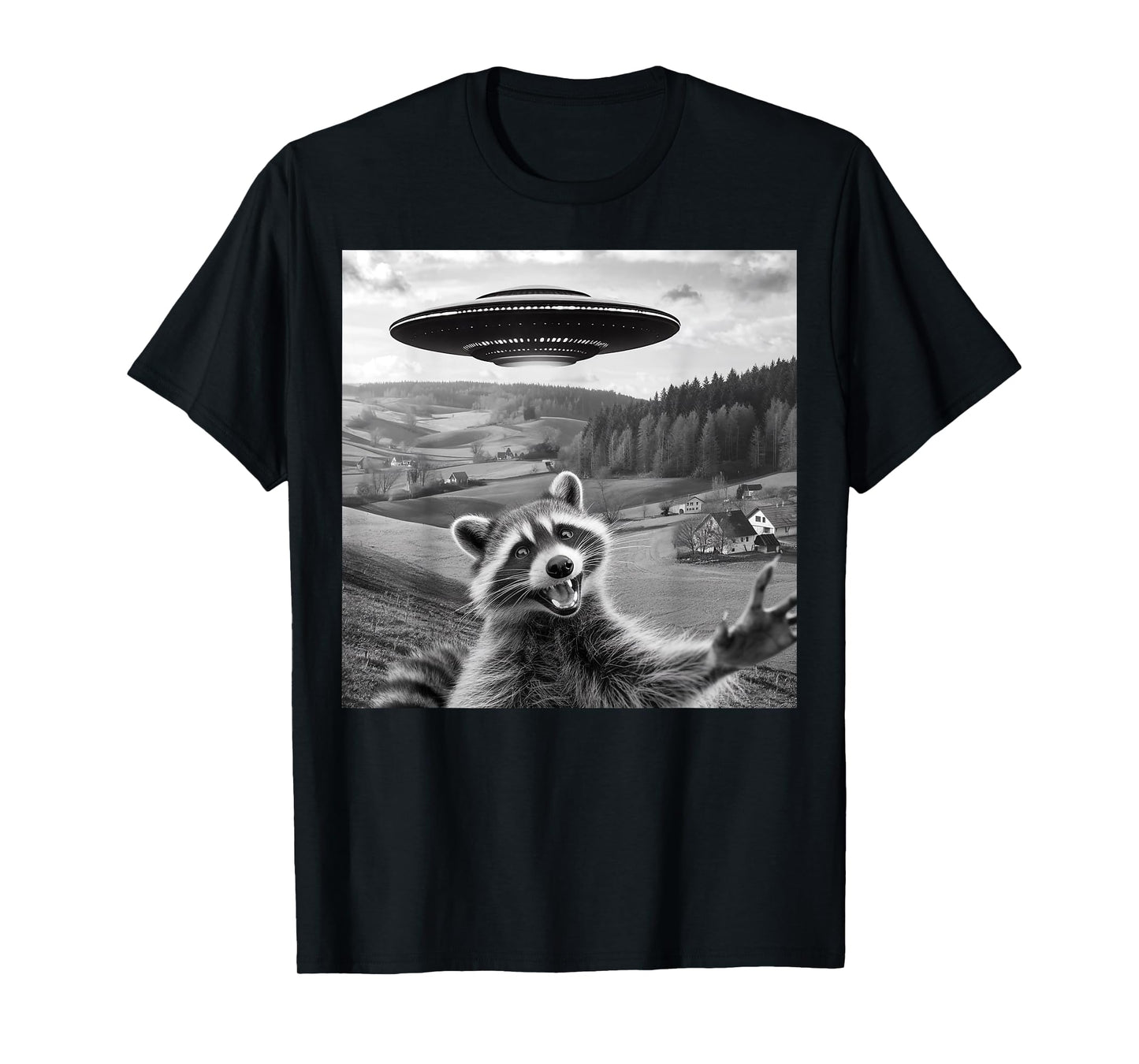 Raccoon Selfie With Alien UFO Funny Gifts For Men Women Kids T-Shirt