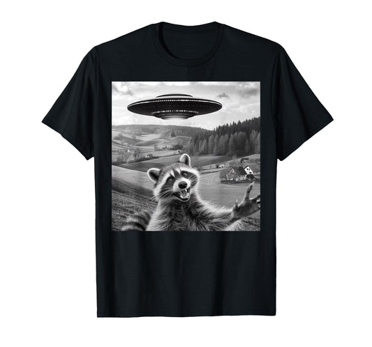 Raccoon Selfie With Alien UFO Funny Gifts For Men Women Kids T-Shirt