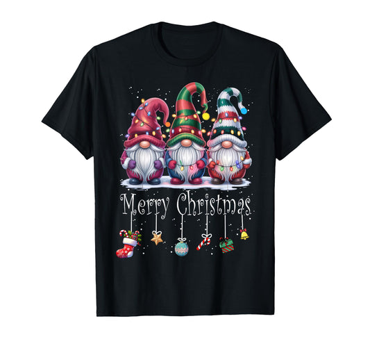 Funny Christmas Gnome Family Matching Outfit Holiday Lights T-Shirt