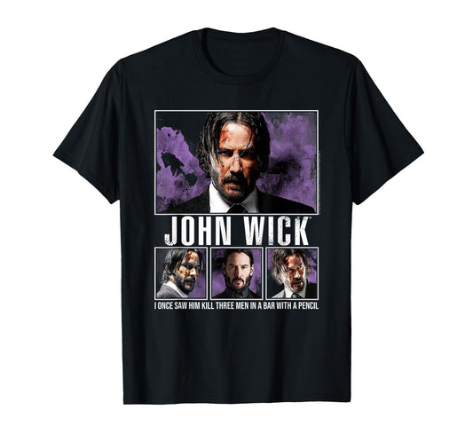 John Wick Purple Smoke Photo Collage Action Movie T-Shirt