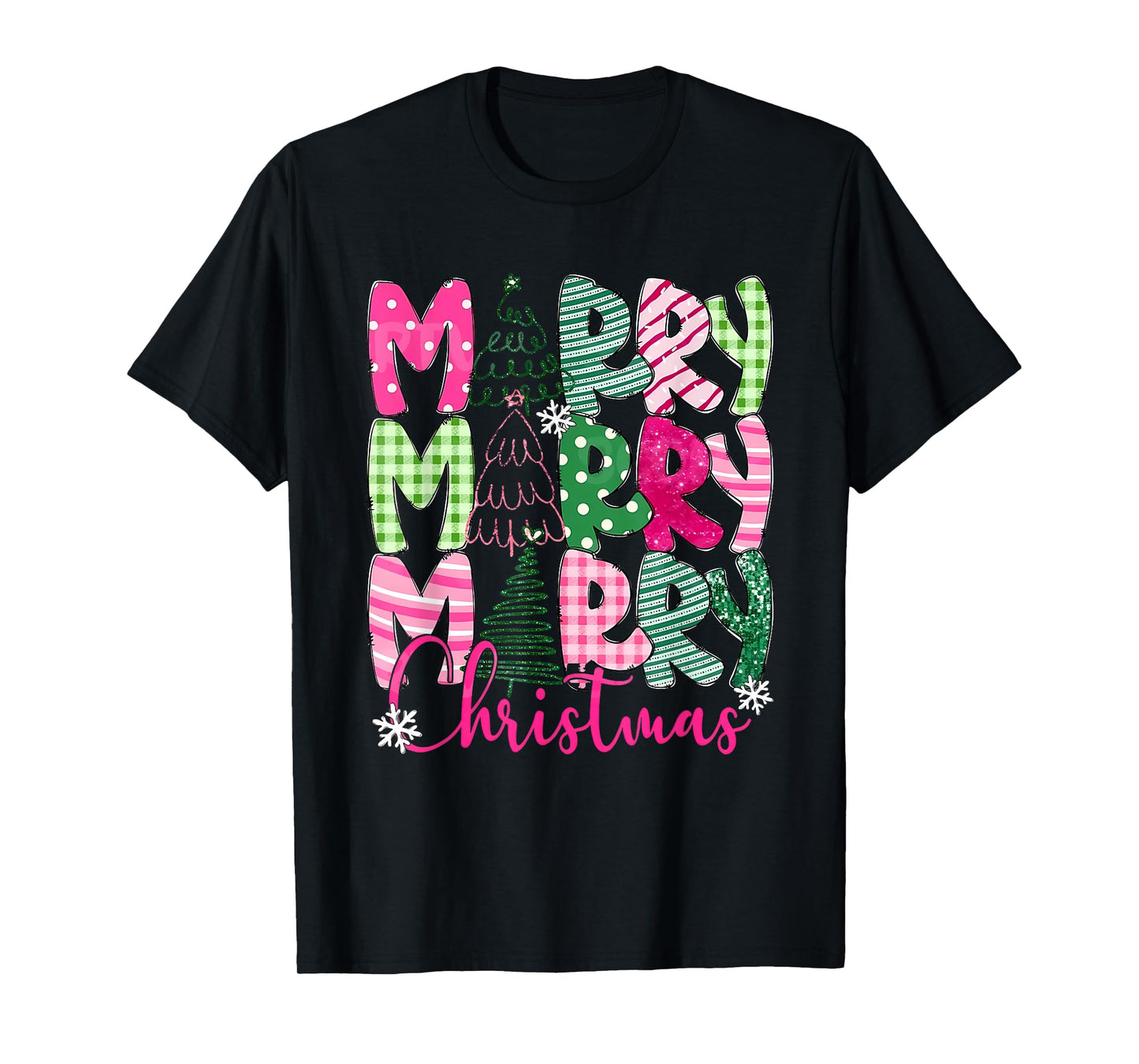 Cute Merry Christmas Fonts Santa T-Shirt