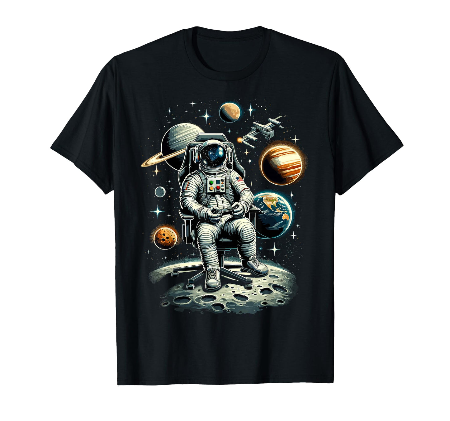 Astronaut Space Gaming System Planets Astronaut Gamer T-Shirt