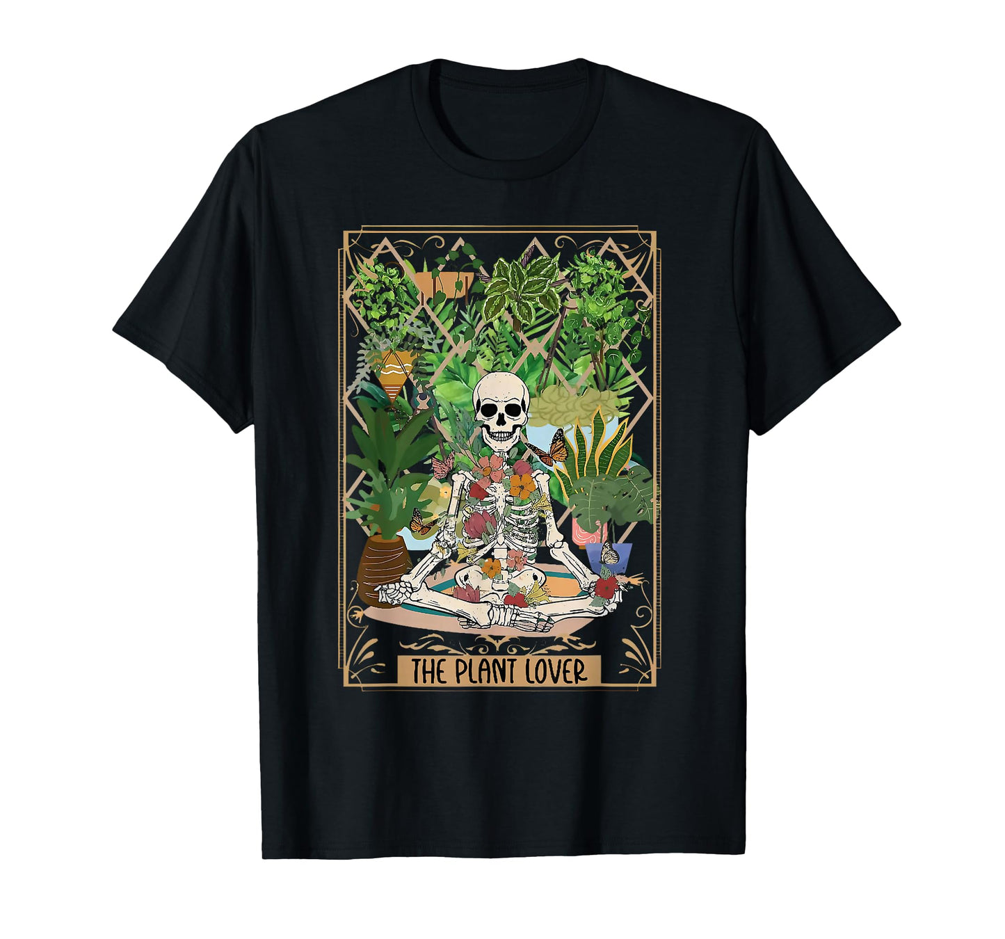 The Plant Lover Tarot Card Skeleton Spooky Season Halloween T-Shirt