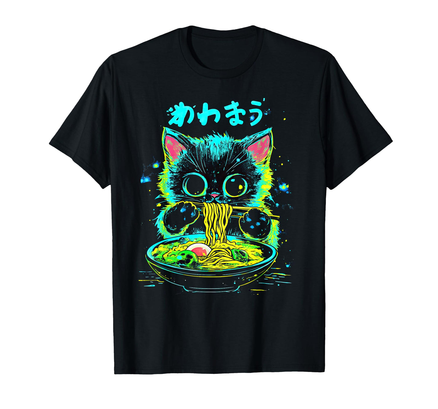 Anime Ramen Cat Japanese Retro Noodles Aesthetic Kawaii Cat T-Shirt