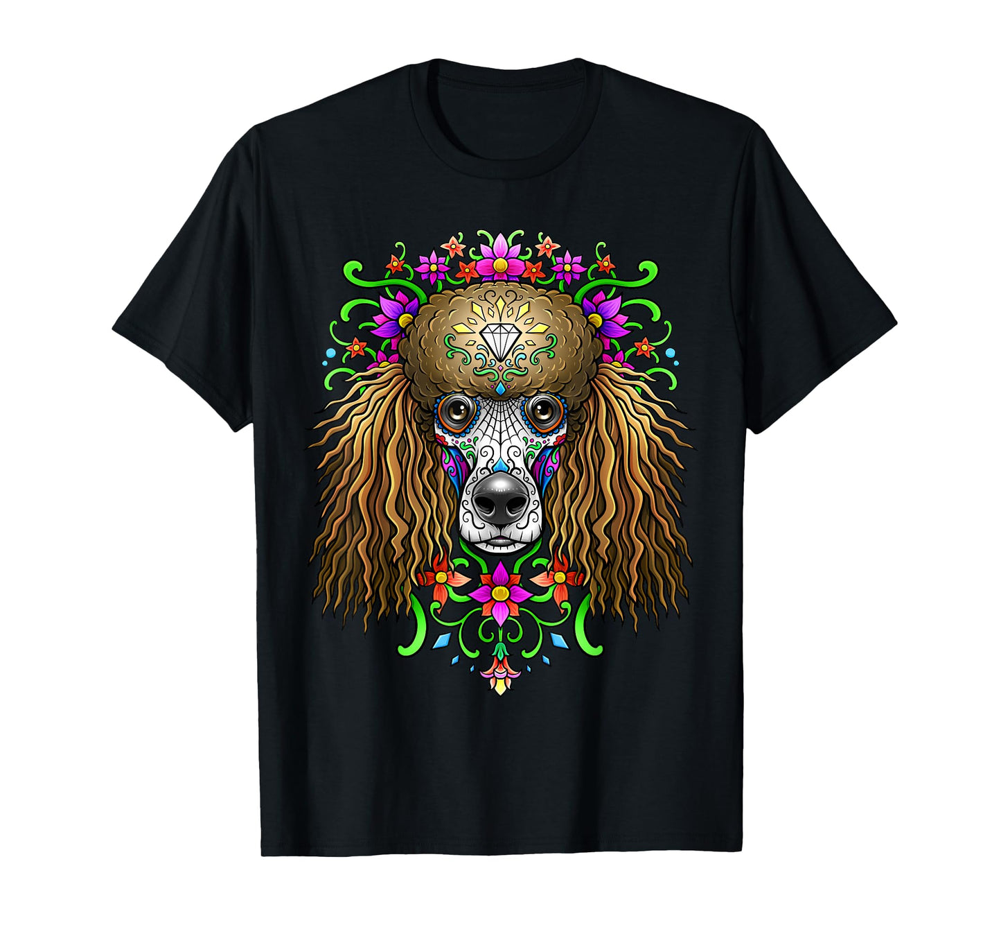 Poodle Day of the Dead Dia De Los Muertos Dog Sugar Skull T-Shirt