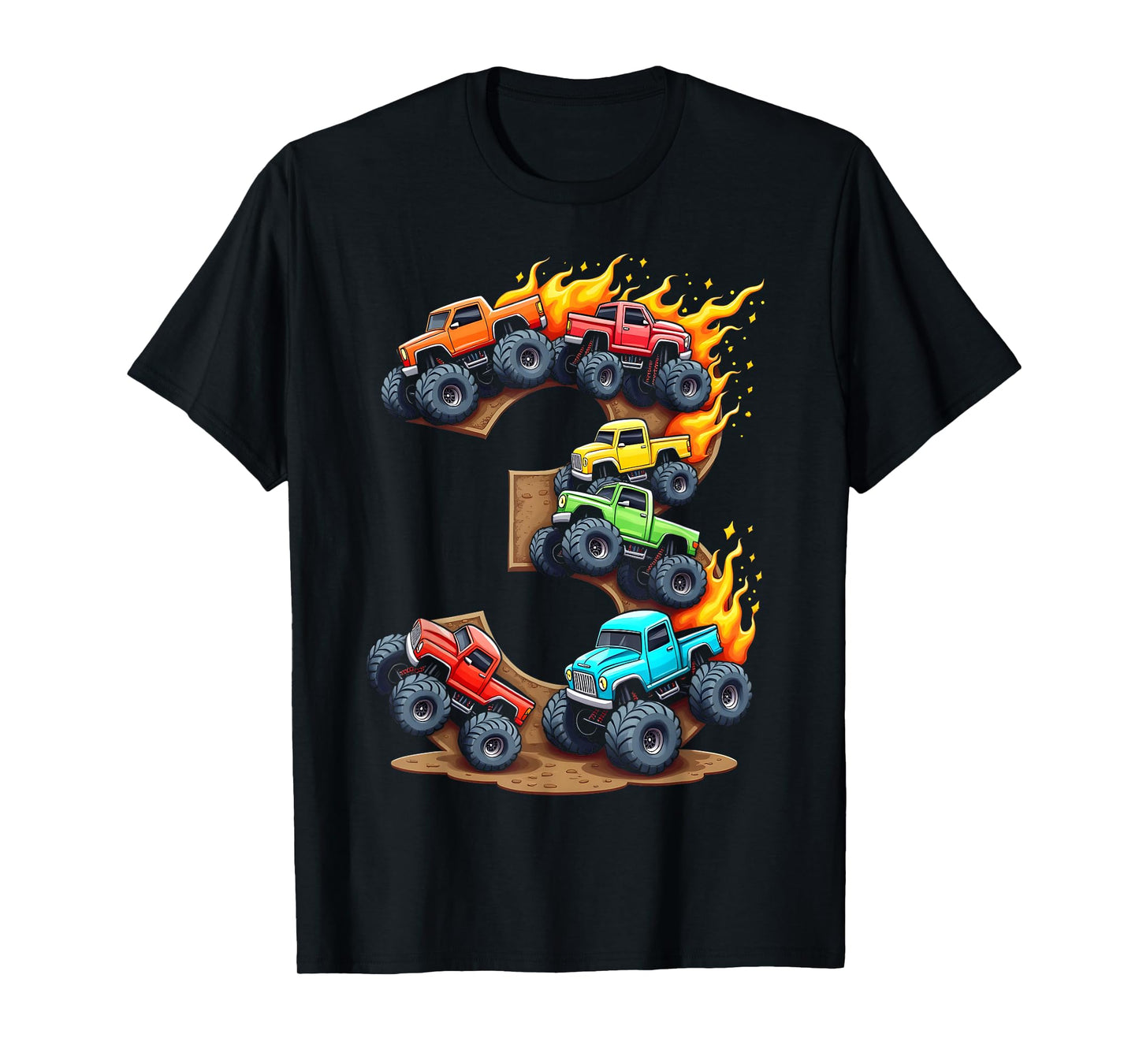 3 Year Old Monster Truck Boy Toddler 3rd Birthday Party T-Shirt