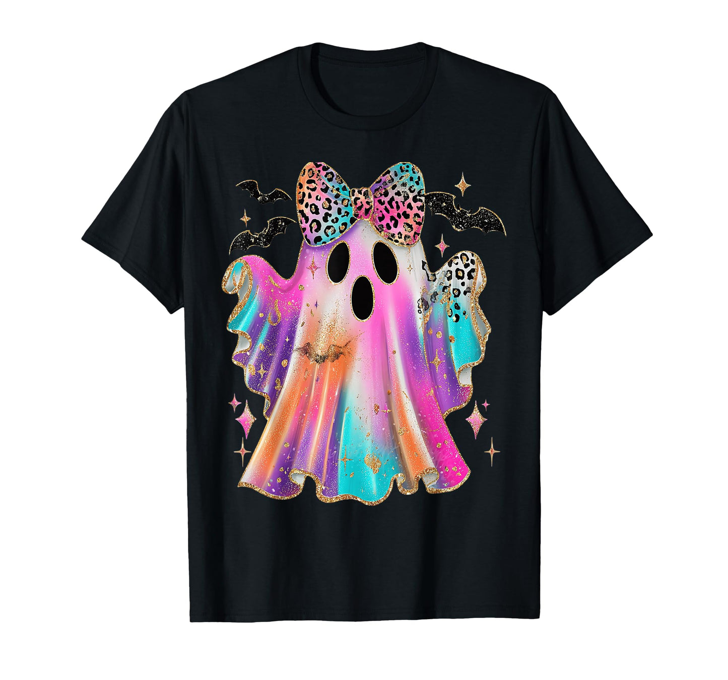 Leopard Coquette Ghost Halloween Spooky Season Fall Autumn T-Shirt