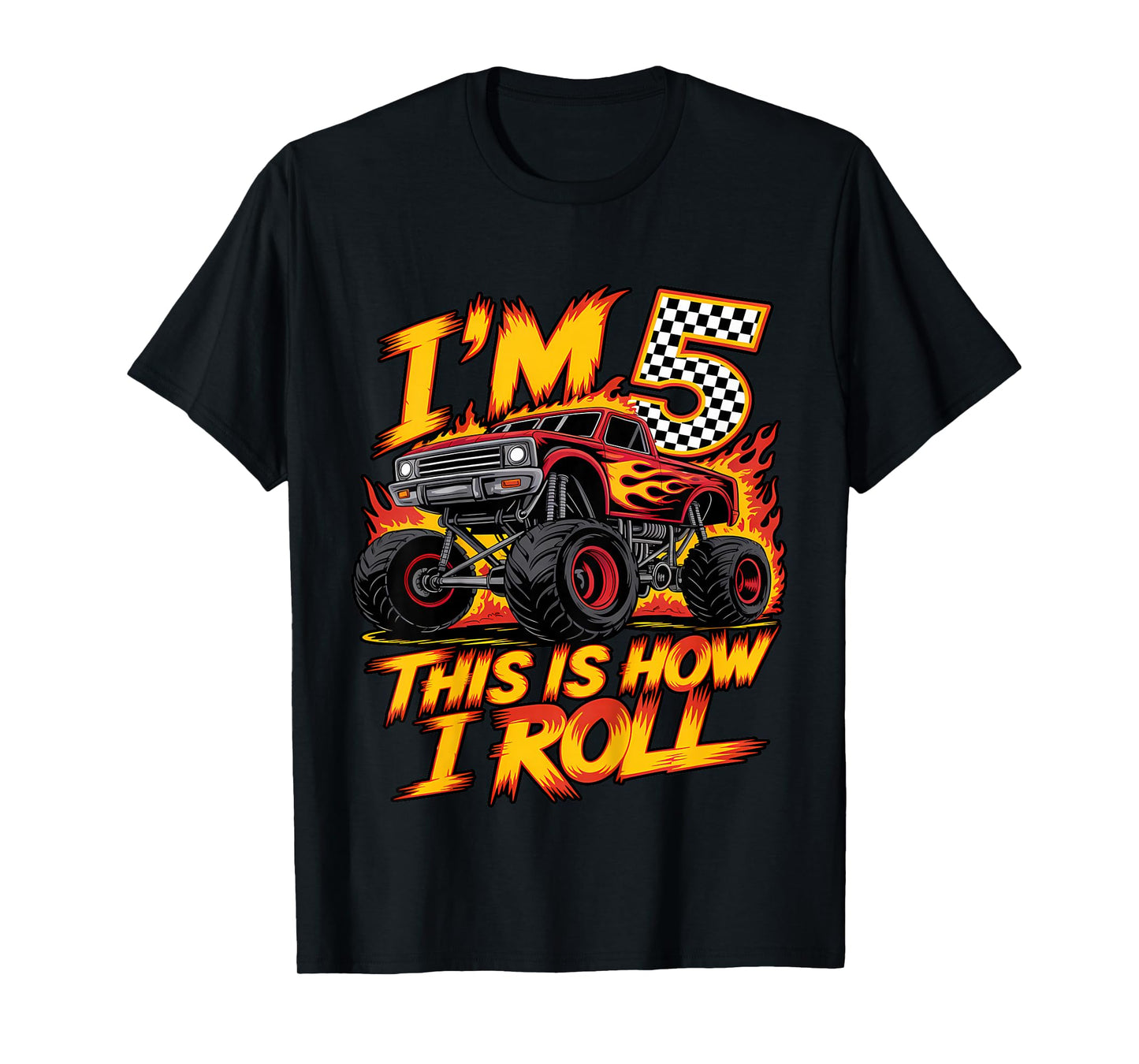 Monster Truck 5th Birthday 5 Year Old Boy Born 2020 Kids T-Shirt
