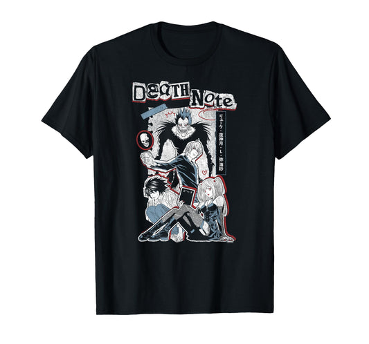 Death Note Character Collage with Kanji Anime T-Shirt