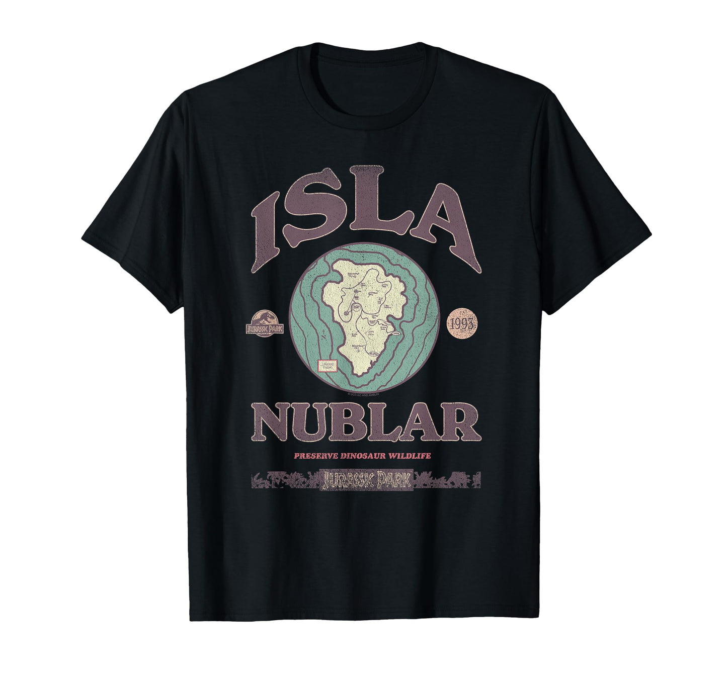Jurassic Park Isla Nublar Tour 1993 T-Shirt, Small, Black