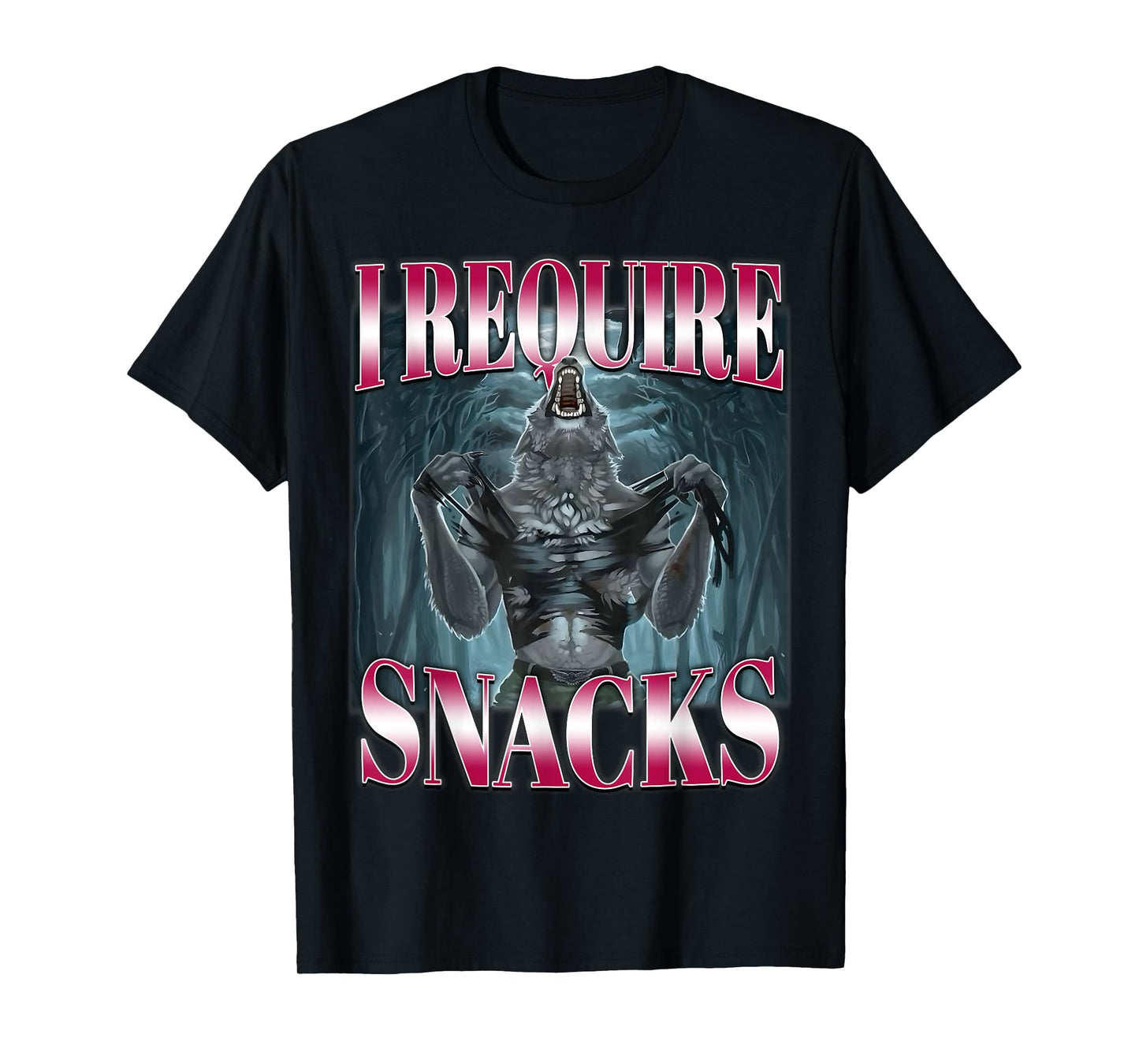 Alpha Wolf I Require Snacks Cringe Brainrot Unhinged Meme T-Shirt