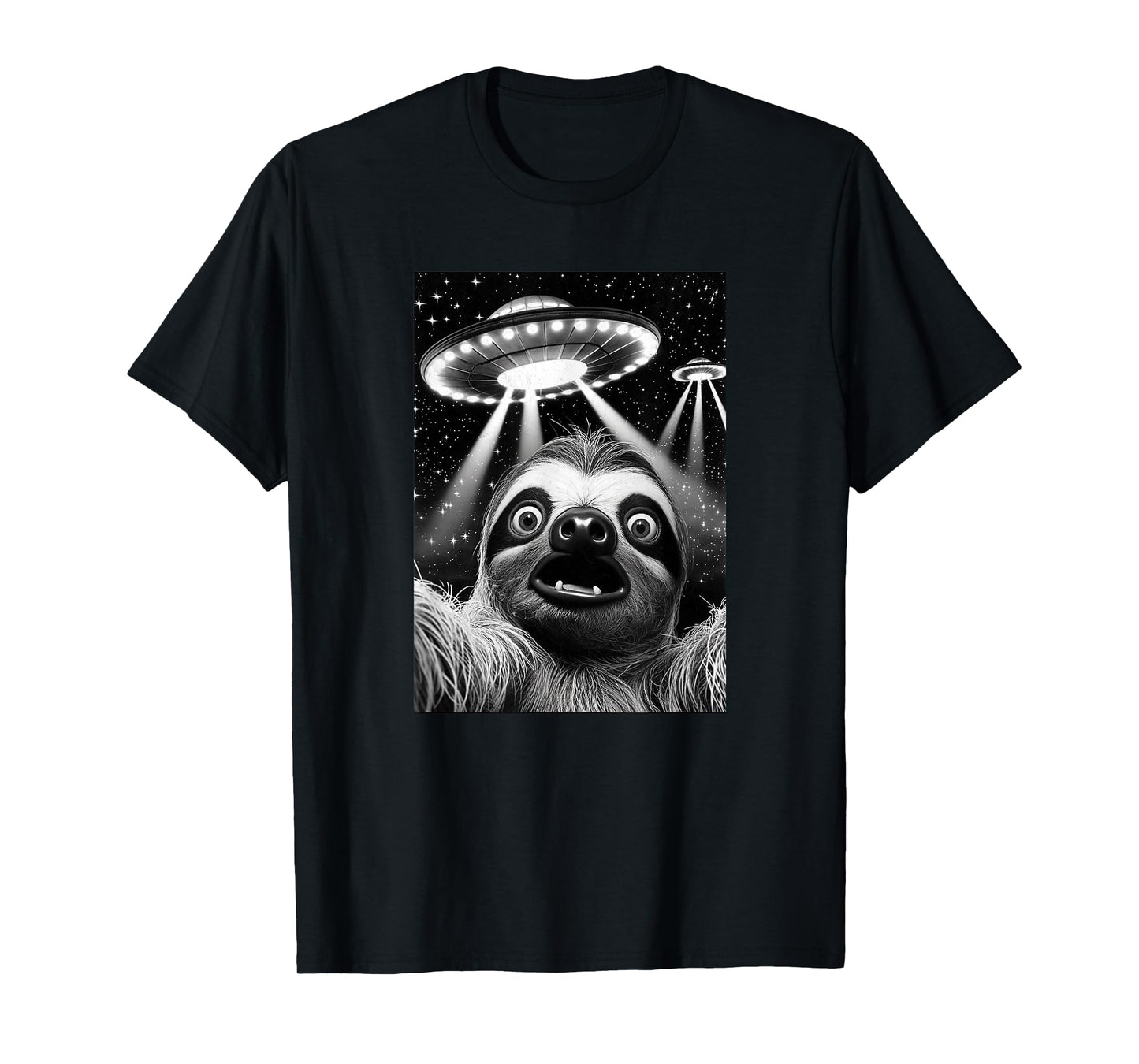 Sloth UFO | Funny Invasion Meme Retro Alien Sloth UFO Selfie T-Shirt