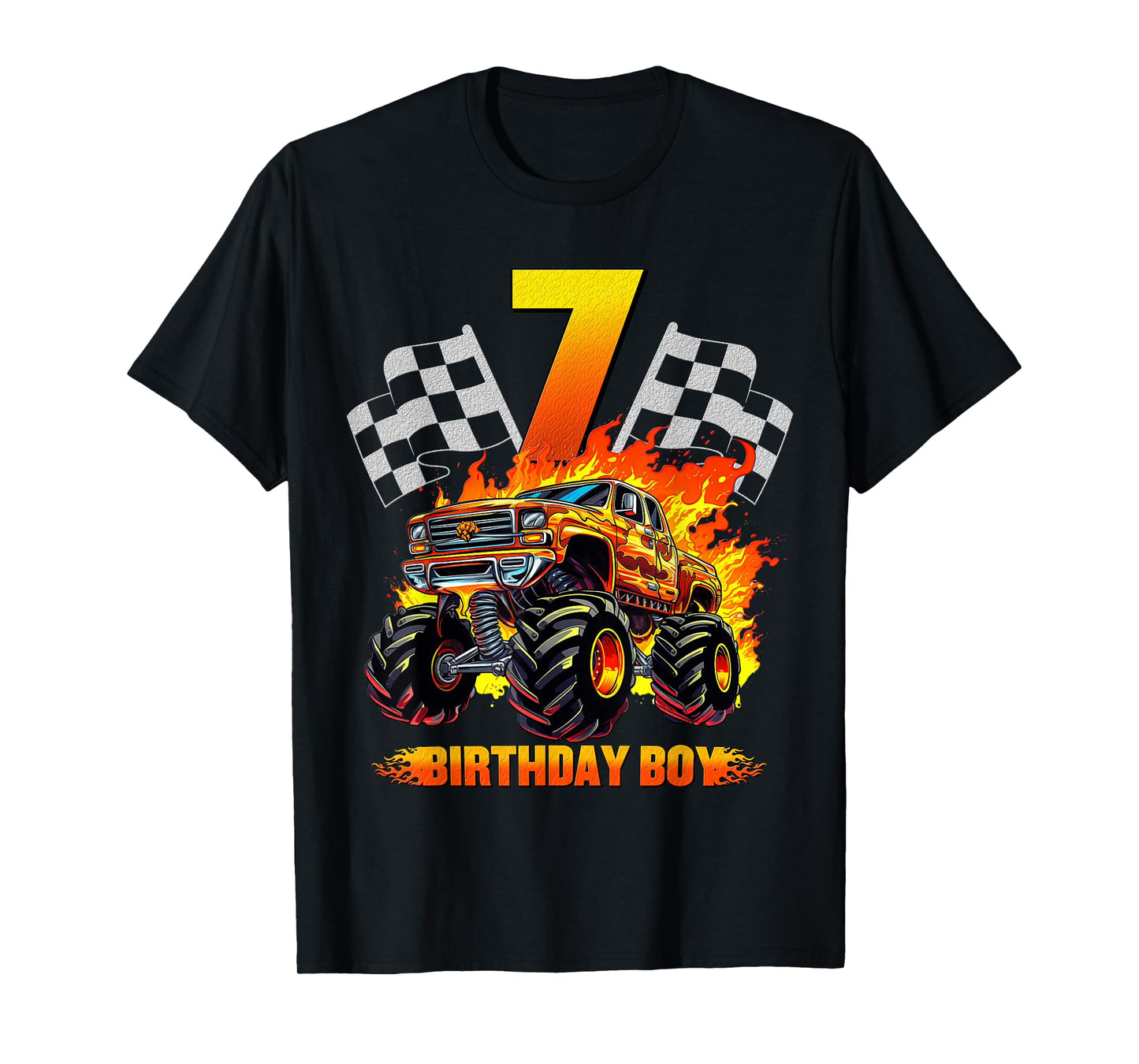 7 Year Old Birthday Monster Truck 7th Birthday Boy Kids T-Shirt