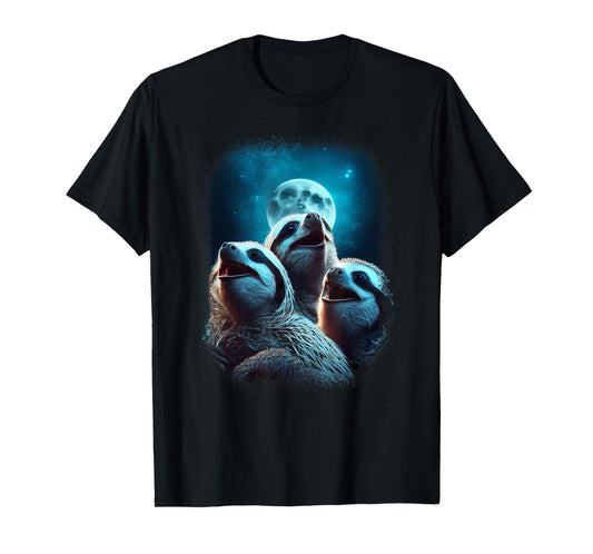 Sloth Howling At The Moon Funny Wild Animal Pet Sloth Lover T-Shirt