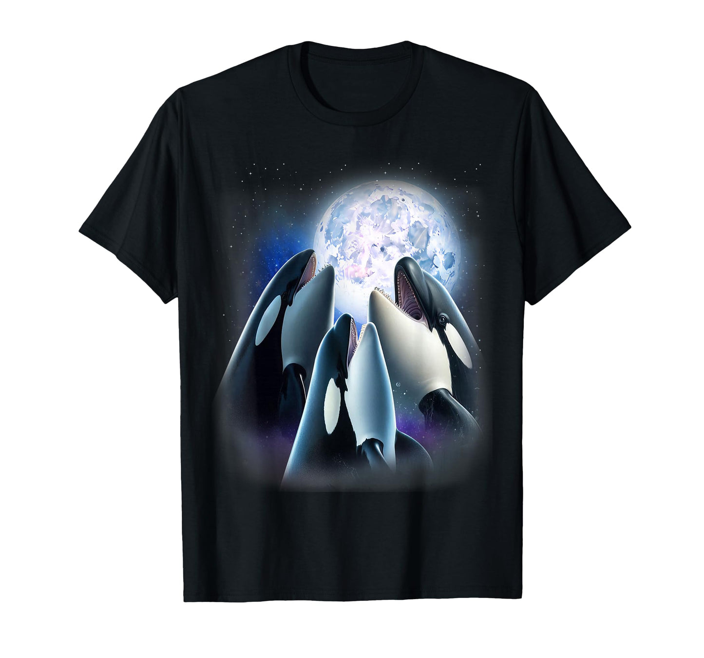 3 Orcas Howling At The Moon Funny Killer Whale Orca Lover T-Shirt