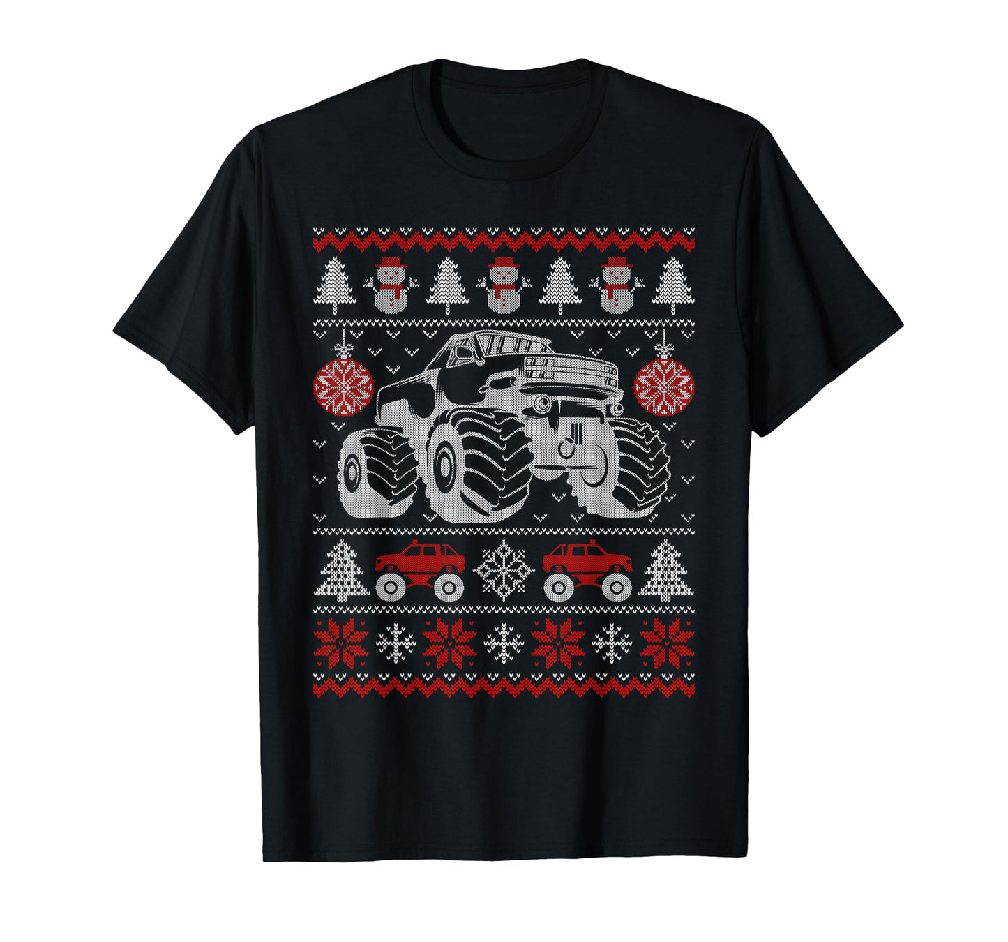 Monster Truck Lovers Ugly Christmas Sweater Xmas Boys Kids T-Shirt