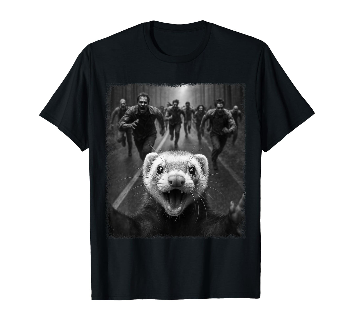 Funny Spooky Ferret Selfie With Creepy Halloween Zombies T-Shirt