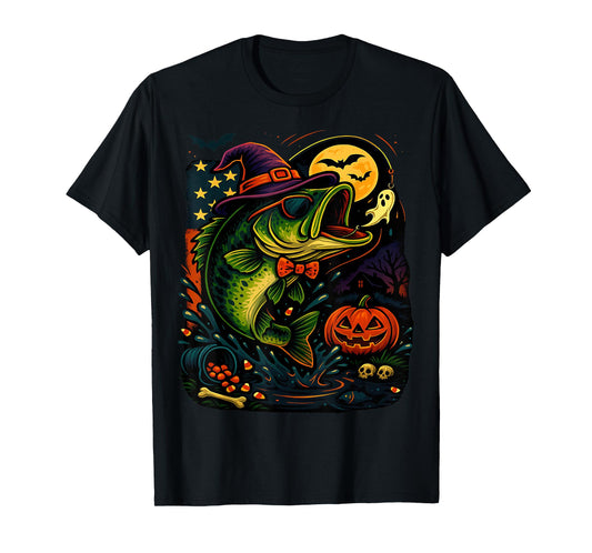 Halloween Bass Fish US Flag Costume Patriot Men Kids Women T-Shirt
