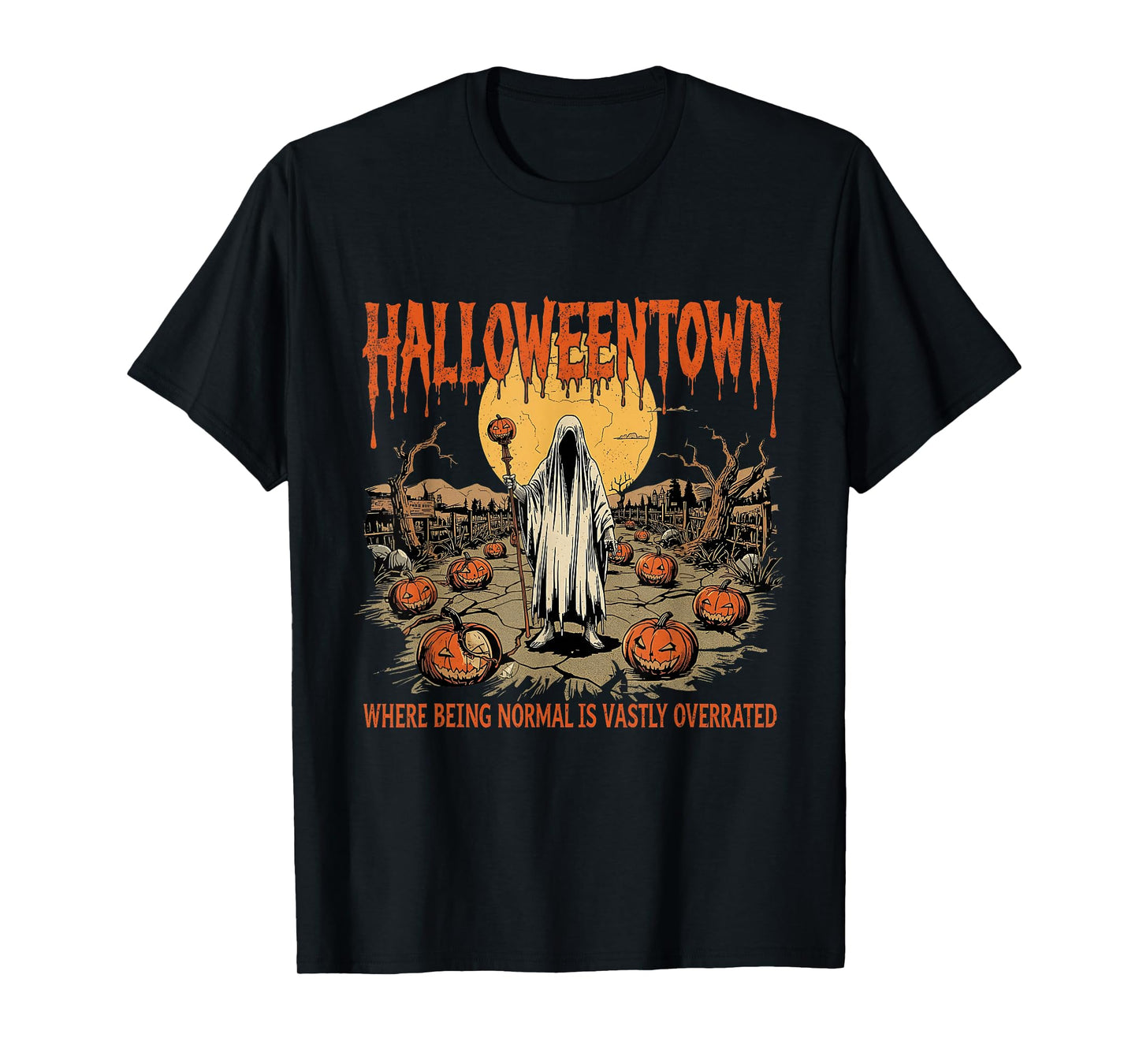 Halloween Creepy Ghost Town Where Normal Is Overrated Art T-Shirt