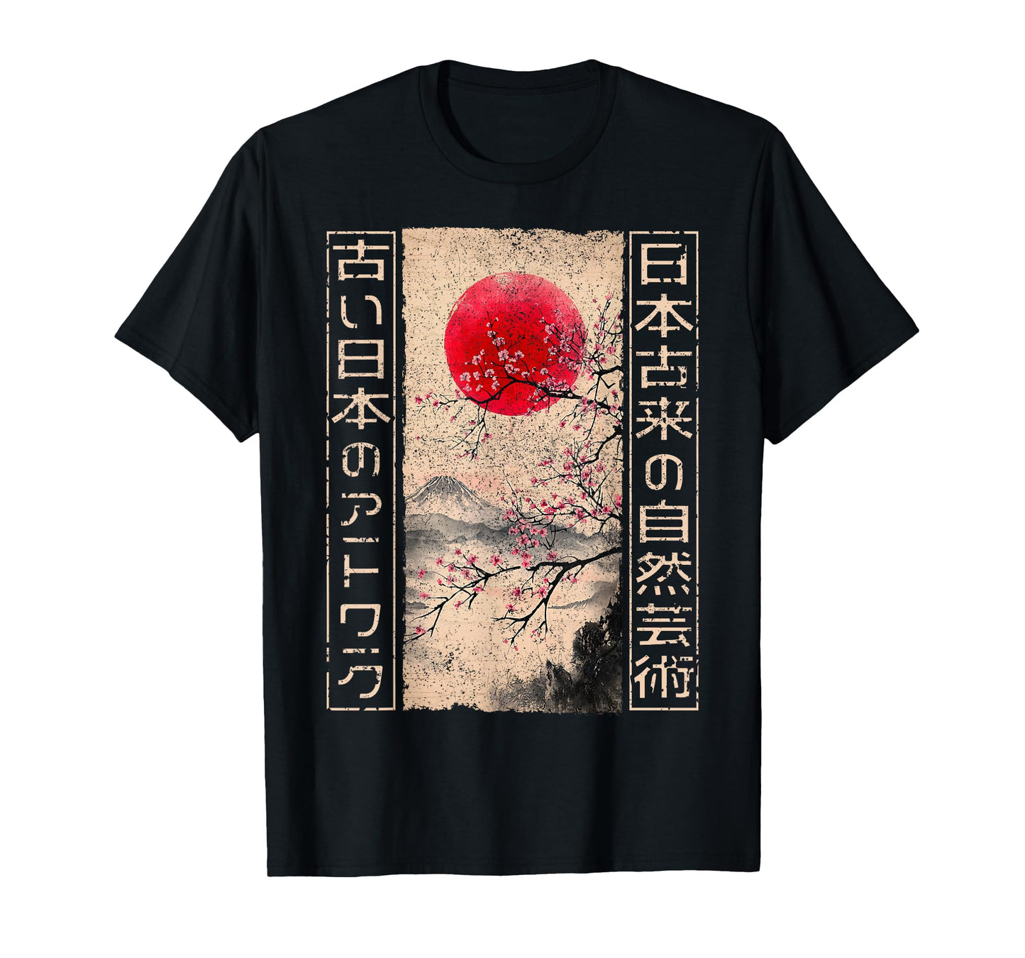 Traditional Japanese Cherry Blossom Woodblock Ukiyo-e Anime T-Shirt