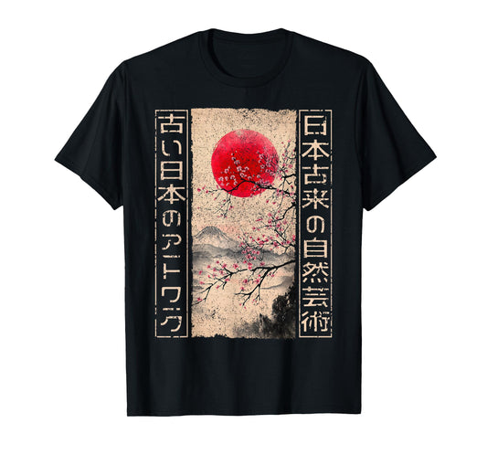 Traditional Japanese Cherry Blossom Woodblock Ukiyo-e Anime T-Shirt