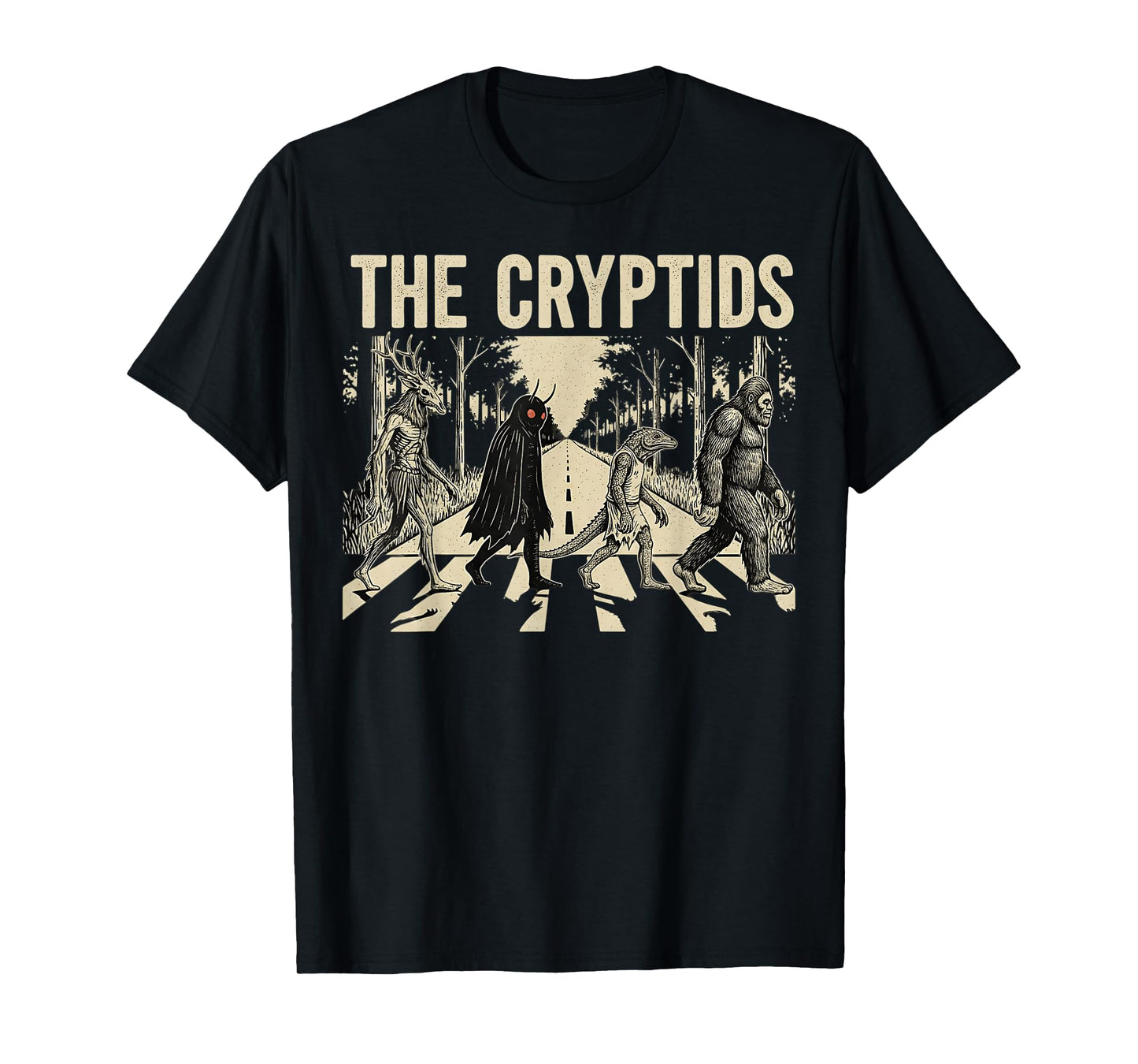 The Cryptids Funny Bigfoot Mothman Monster Halloween Graphic T-Shirt