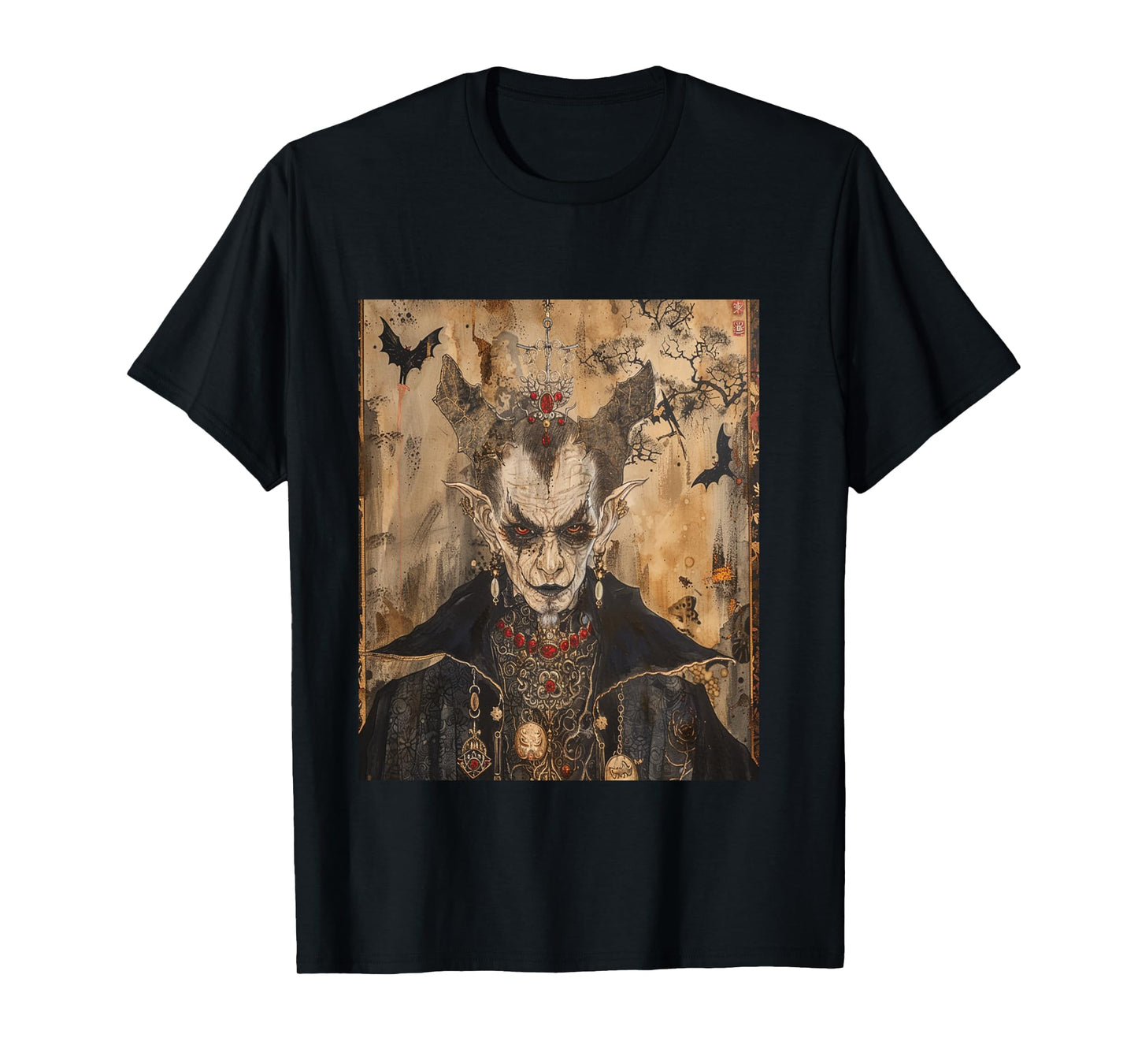 Scary Japanese Dracula Vampire Dynasty Adult Halloween Art Long Sleeve T-Shirt