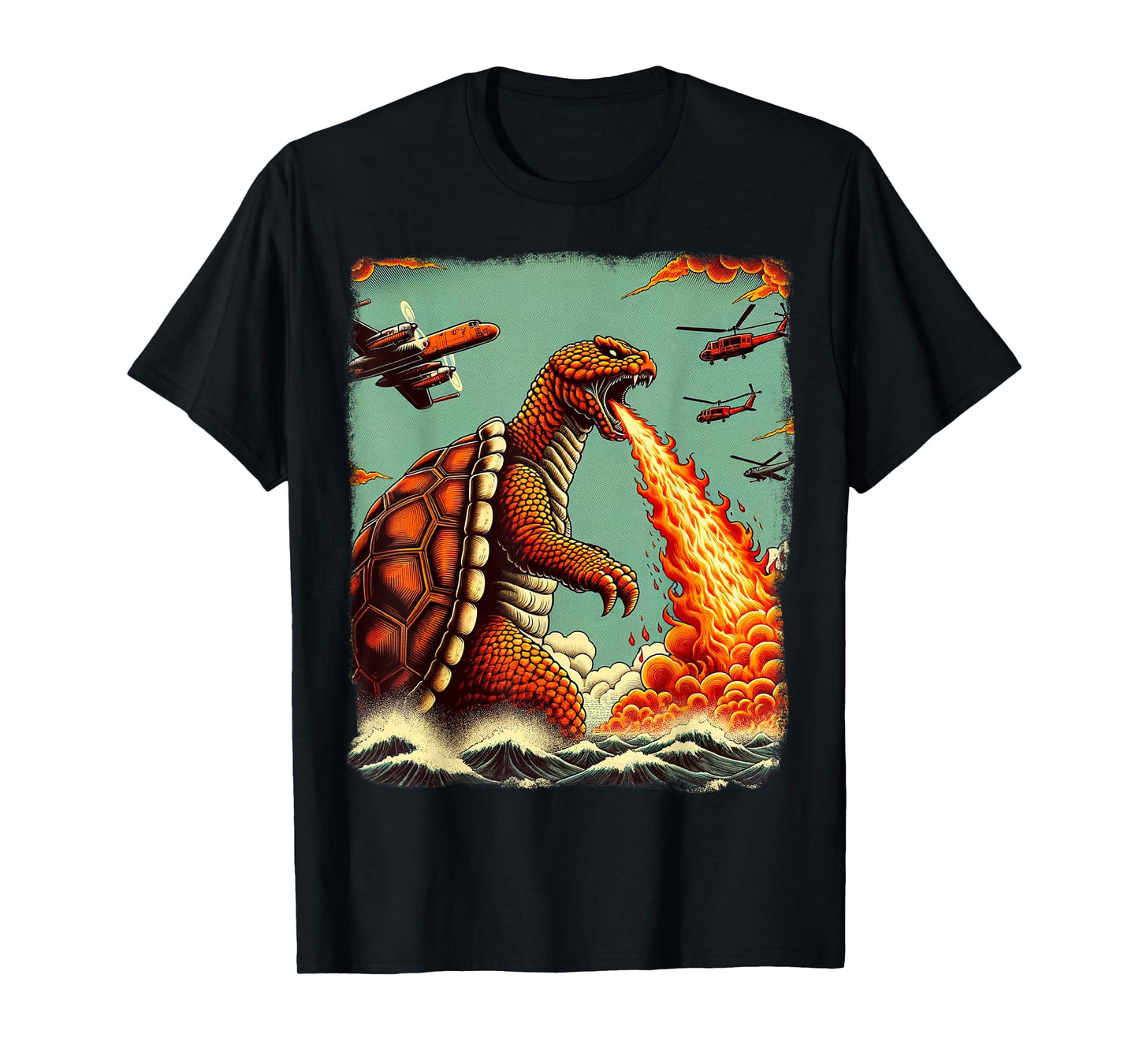 Kaiju Turtle Monster Japanese Turtle Kanagawa Wave Japan T-Shirt
