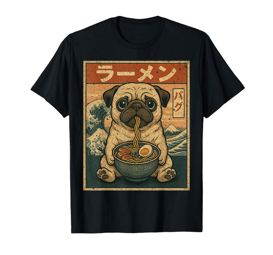 Funny Kawaii Ramen Pug Japanese Noodles Pug Eating Ramen T-Shirt