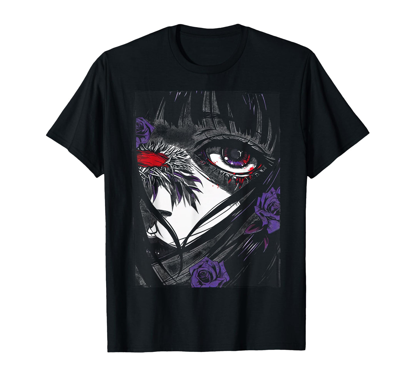 Anime Japanese Goth Cyberpunk City Sad T-Shirt