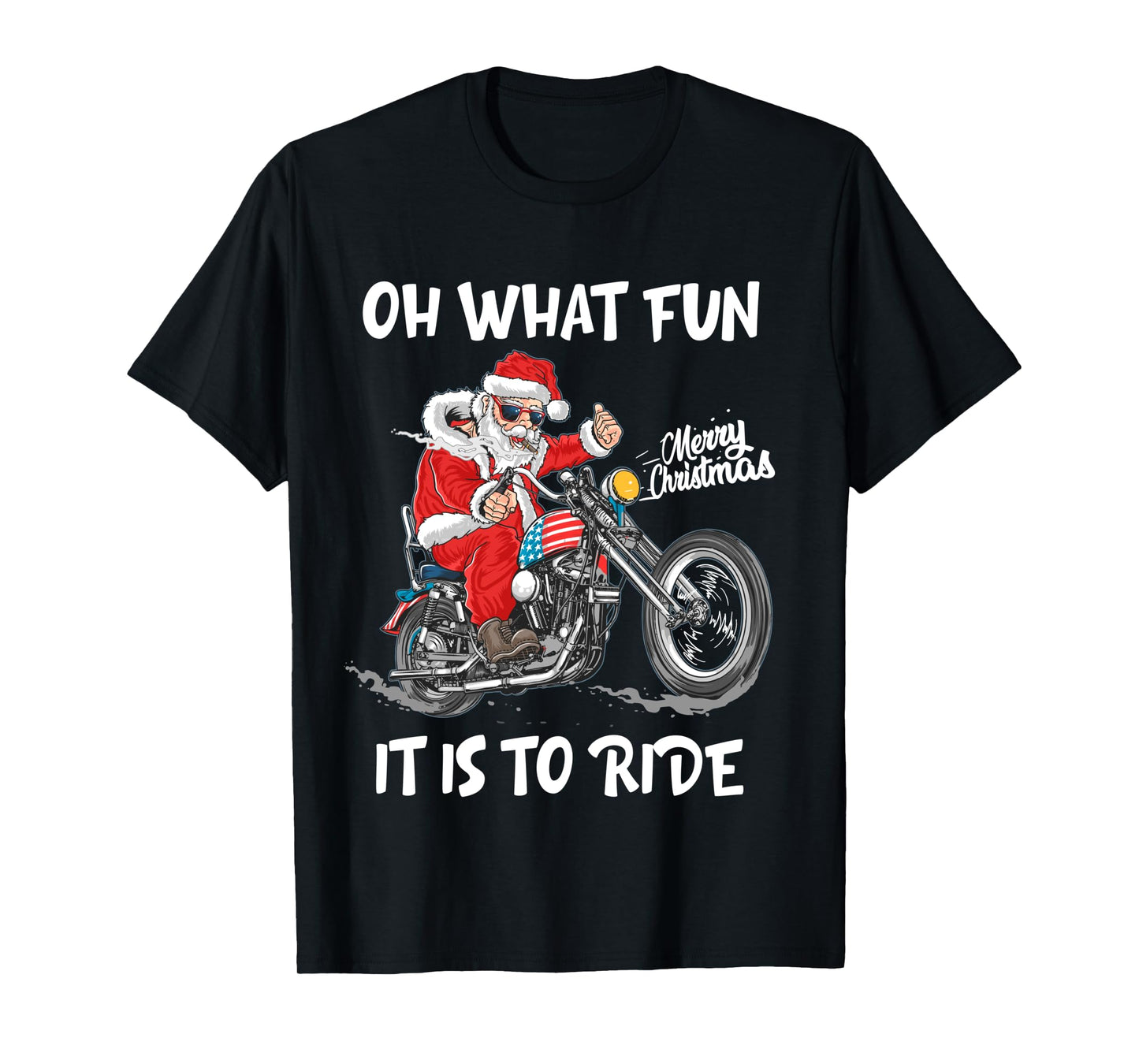 Biker Santa Motorcycle Fan Merry Christmas Xmas Holidays Long Sleeve T-Shirt