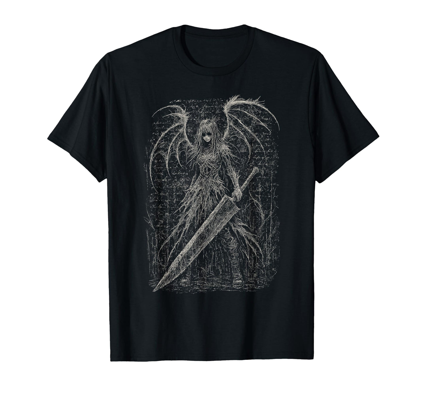Goth Demon Angel Dark Fallen Sword Horror Hell Alt Aesthetic T-Shirt