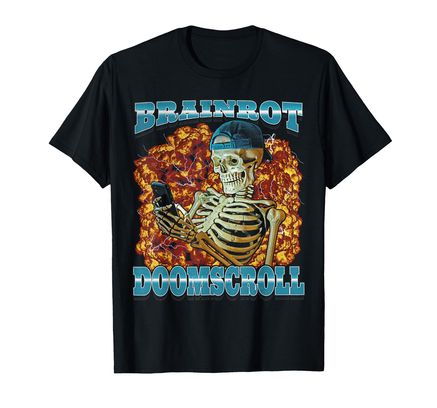 Skeleton Meme Funny Men Women Brainrot Bootleg Graphic T-Shirt